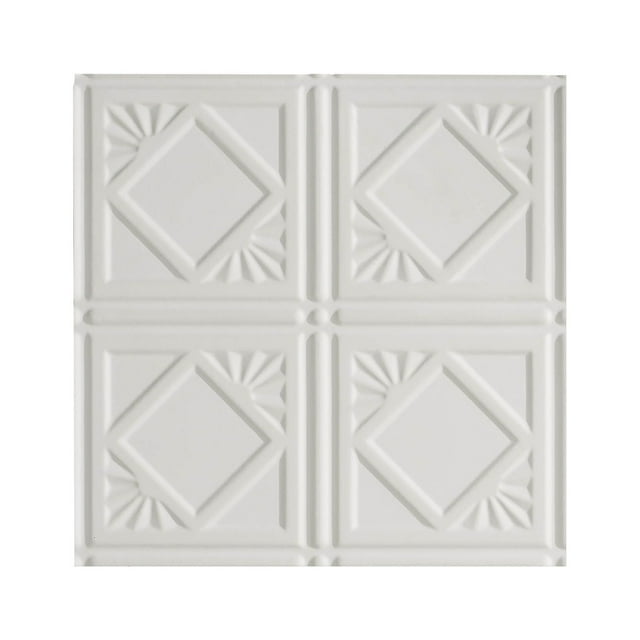 Fasade Easy Installation Traditional 4 Matte White Glue Up Ceiling Tile/ Ceiling Panel (12" X 12" Sample)
