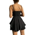 thumbnail image 3 of xiaxaixu Femmes Robe Cami Couleur Unie V-Cou Mini A-Ligne Robe à Volants pour la Fête, Plage, 3 of 6