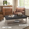 thumbnail image 3 of Cuzobro Ottoman Coffee Table, Large Rectangle Ottoman with Storage - Upholstered Cushioned Bench for Living Room, Tufted Linen Fabric with Solid Wood Shelf, Entryway Bench(Dark Gray), 3 of 8