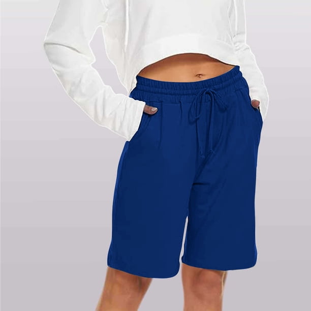MKLEKYY Pantalones Cortos Deportivos Para Mujer, Informales, Para Correr, Entrenamiento, Cintura Elástica, Para Yoga, Con Bolsillos