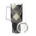 thumbnail image 2 of 40zo Ice Bar Cup With Handle Double Insulation Large Capacity Rust Prevention For Daily Travel And Other Scenes Argyle Plaid Dimgray_40978_2, 2 of 8