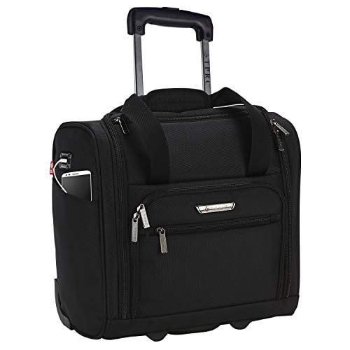 TPRC Smart Under Seat Carry On Luggage with USB Charging Port Black Underseater 15 Inch