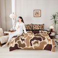 thumbnail image 4 of Castle Fairy Camo Wildlife Deer 7-Piece Twin Bedding,Abstract Geometric Bedding Comforter Set,Tan Dark Coffee,Black Reversible, 4 of 7