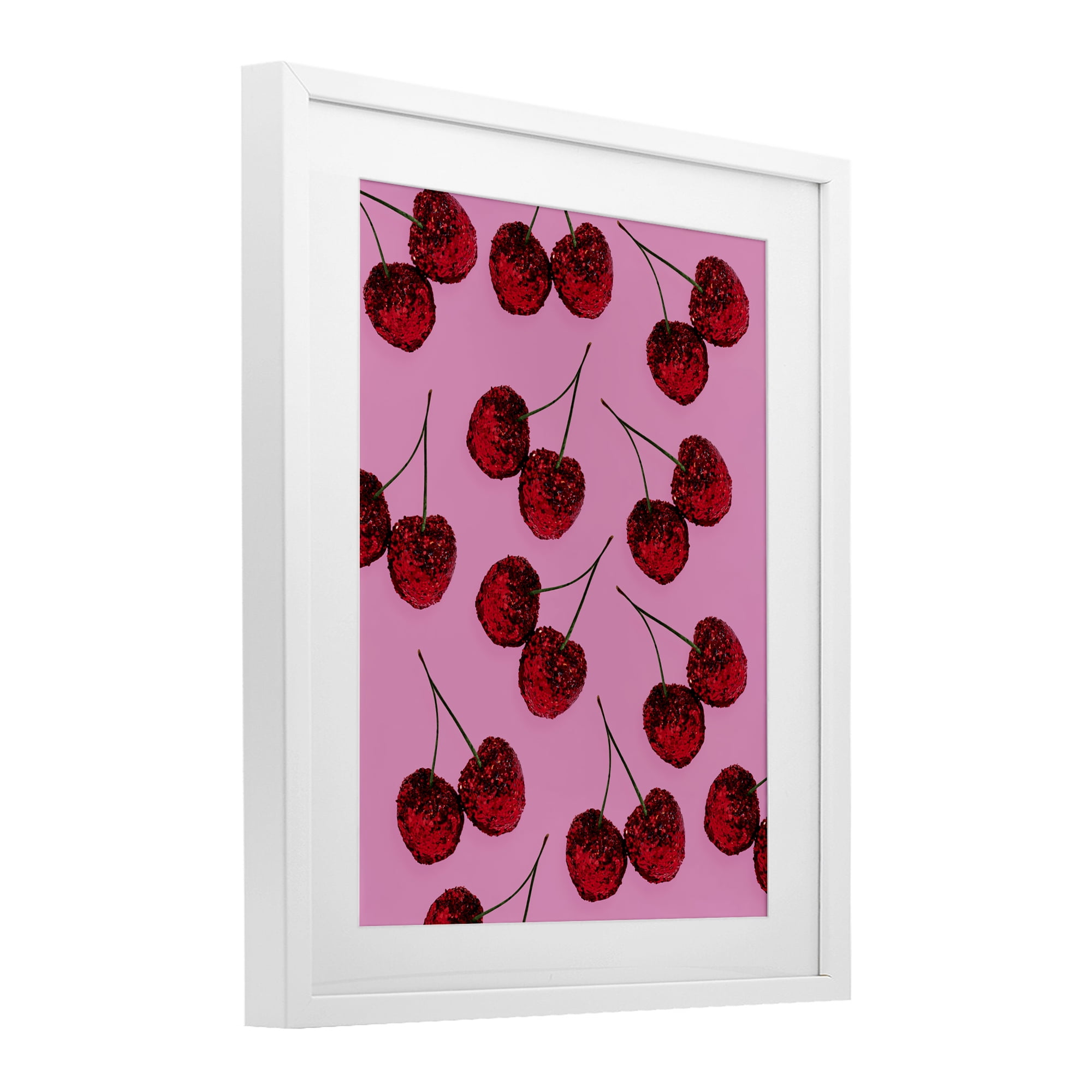 Stupell Industries Glitter Glam Cherries Pattern White Framed Print Under Glass, design by LISH Creative