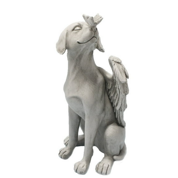 Angel Pet Dog Statue Memorial Grave Marker Keepsake Antique Stone Resin Garden