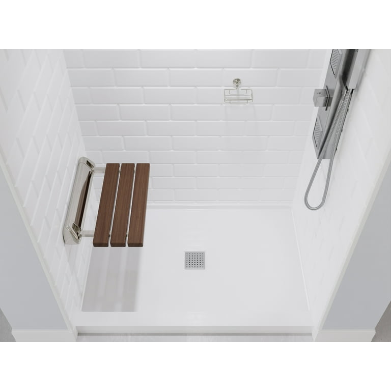 21 in. x 15 in. Wall Mounted Shower Seat in Brushed Nickel Trim 21 in. x 15 in. Wall Mounted Shower Seat in Brushed Nickel Trim