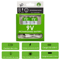 thumbnail image 2 of Pilas recargables USB C 9V HYGE 650 mAh carga rápida, 2 of 8