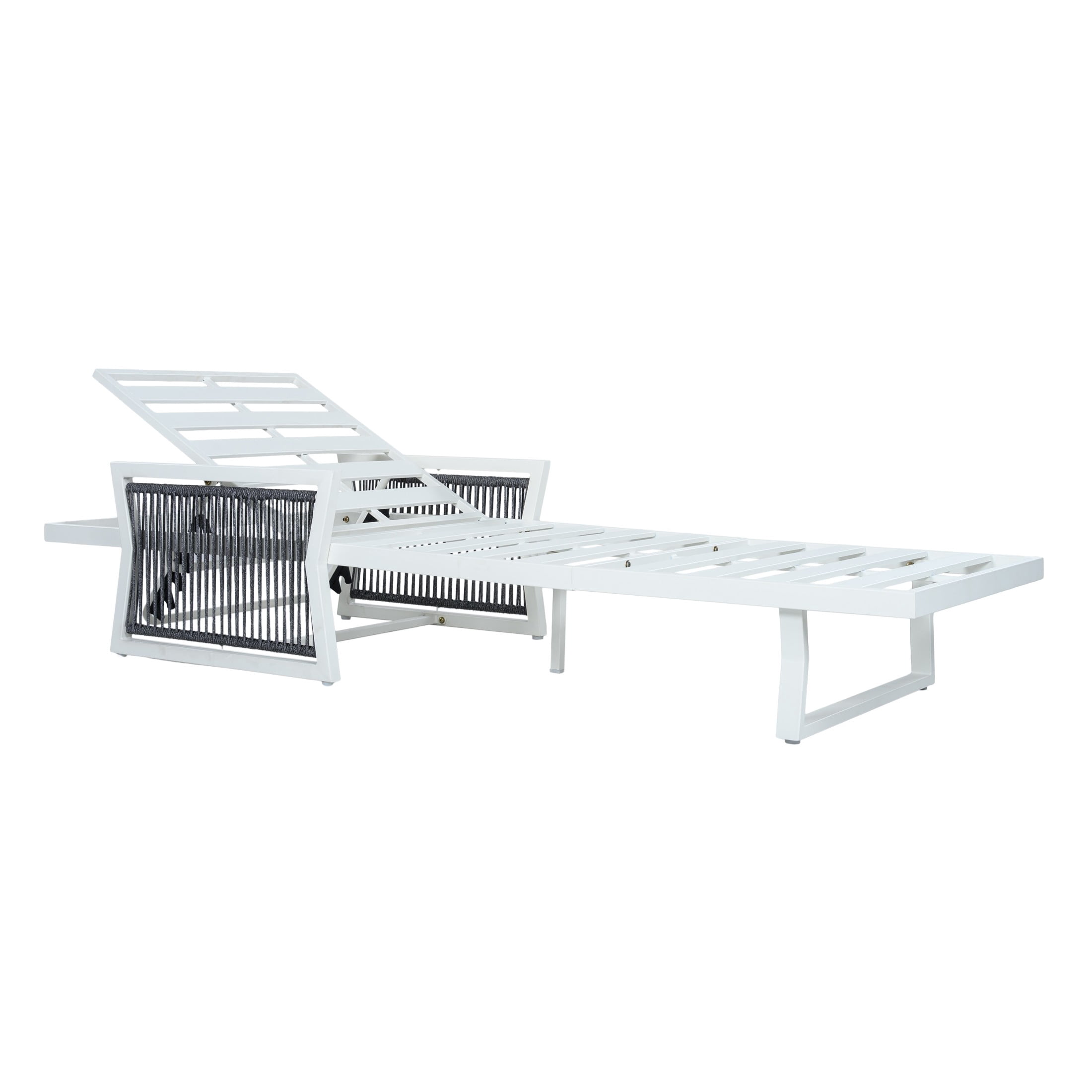 Christopher Knight Home Outdoor Chaise Lounge Frame with Adjustable Backrest, Iron and Rope, White