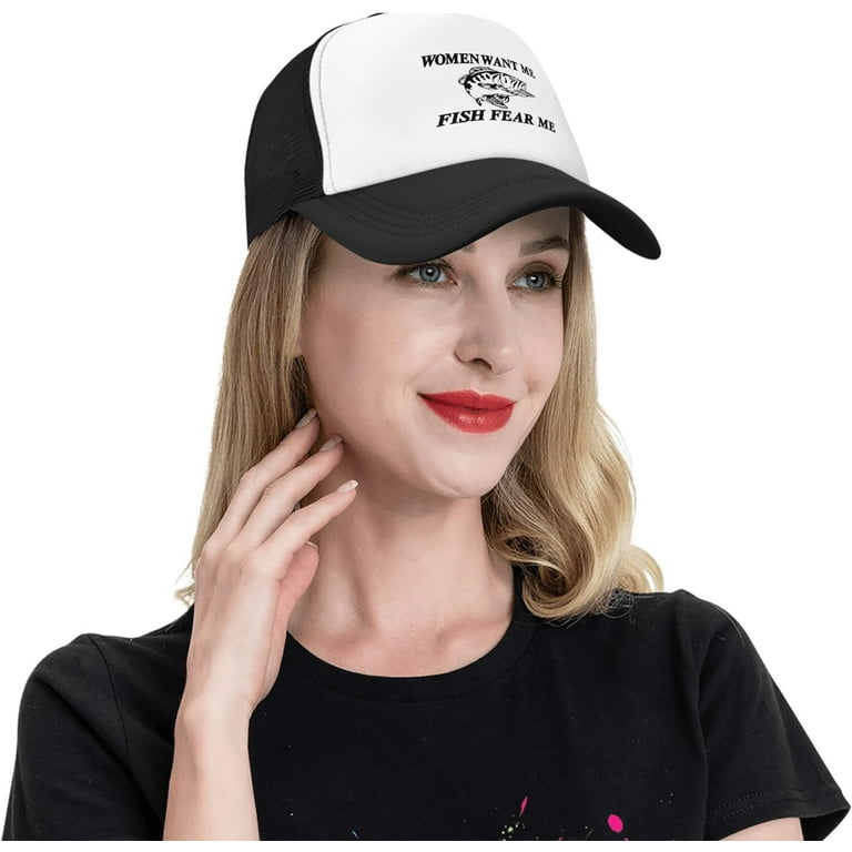 Women Want Me Fish Fear Me Trucker Hat Summer Mesh Cap Trucker Baseball Cap for Men Women Walmart