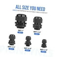 thumbnail image 2 of Bybiment 50PCS NPT Cable Gland 6-12mm/0.24-0.47inch Nylon Cable Glands Joints with Gaskets (1/2'', 50PCS), 2 of 7