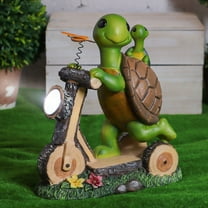 UNOMOR Resin Turtle Statue Garden Decor Solar Powered Lamp Yard Lights Outdoor Decorative