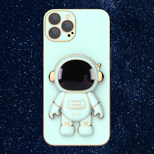 3D Plating Astronaut Hidden Stand Case Cover Cute Astronaut Stand Phone Case para IPhone 13 Pro Max TPU Cover