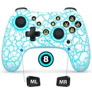 EUROA Switch Pro Controller for Nintendo Switch 2/Lite/OLED, Wireless Switch Remote for Android/IOS/Windows PC with Cool LED Light, Turbo, 6-Axis Gyro, 4-Speed Vibration (White)