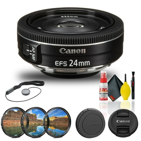 Canon EF-S 24mm F/2.8 STM Lens (9522B002) + Filter Kit + Cap Keeper + More (International Version)