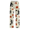 thumbnail image 4 of Womens Halloween Pajama Pants Ghost Castle Wide Leg Spooky Sleep Pants Skull Pumpkin Drawstring Horror Pajama Pants, 2XL, 4 of 5