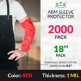 thumbnail image 2 of Bulk of 2000 Red Disposable Arm Sleeves Covers, 18-Inch. Arm Sleeve Protectors with Elastic Ends, 1 mil. Waterproof Polyethylene Sleeve Protectors for Arms, 2 of 8