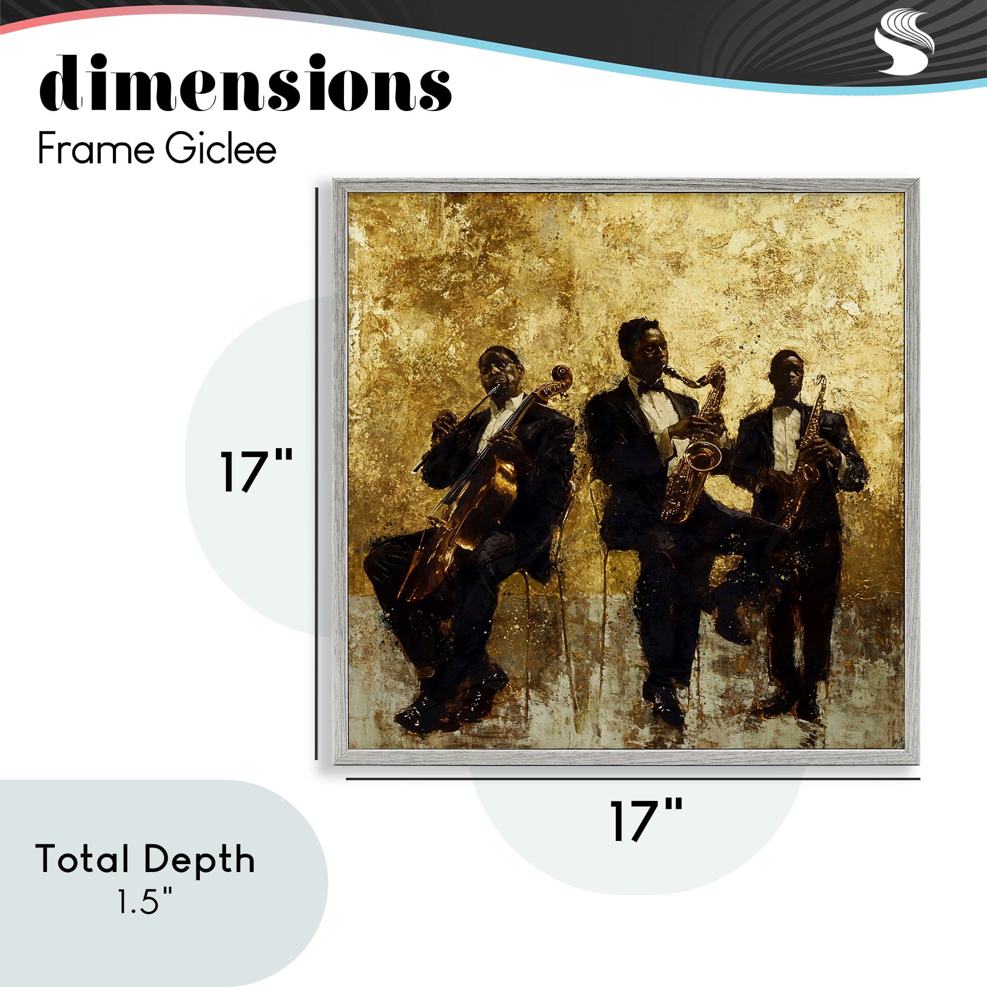 Golden Era Musicians Abstraction Gray Framed Giclee Art, design by Marta Wiley
