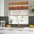 thumbnail image 4 of 2 Pack Farmhouse Burnt Orange Brown Valances for Windows Bedroom Living Room Window Treatments, Vintage Wooden Striped Rod Pocket Valance Drapes Short Kitchen Curtains Over Sink 42"x12", 4 of 8