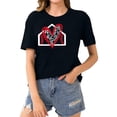 thumbnail image 2 of Women's Vintage Basic Tees for Sports Short Sleeve Tunic Tops Loose Fit Flowy Fashion Summer Clothes for Teen Girls Round Neck Blouse Y2K Tops Dressy Casual Baseball Graphic Tops Black T Shirts M, 2 of 5