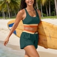 thumbnail image 5 of Women's Sporty Two Piece Swimsuits Color Block Crop Tank Tops Boyshorts Bottom Athletic Full Coverage Bathing Suit, 2XL, 5 of 8