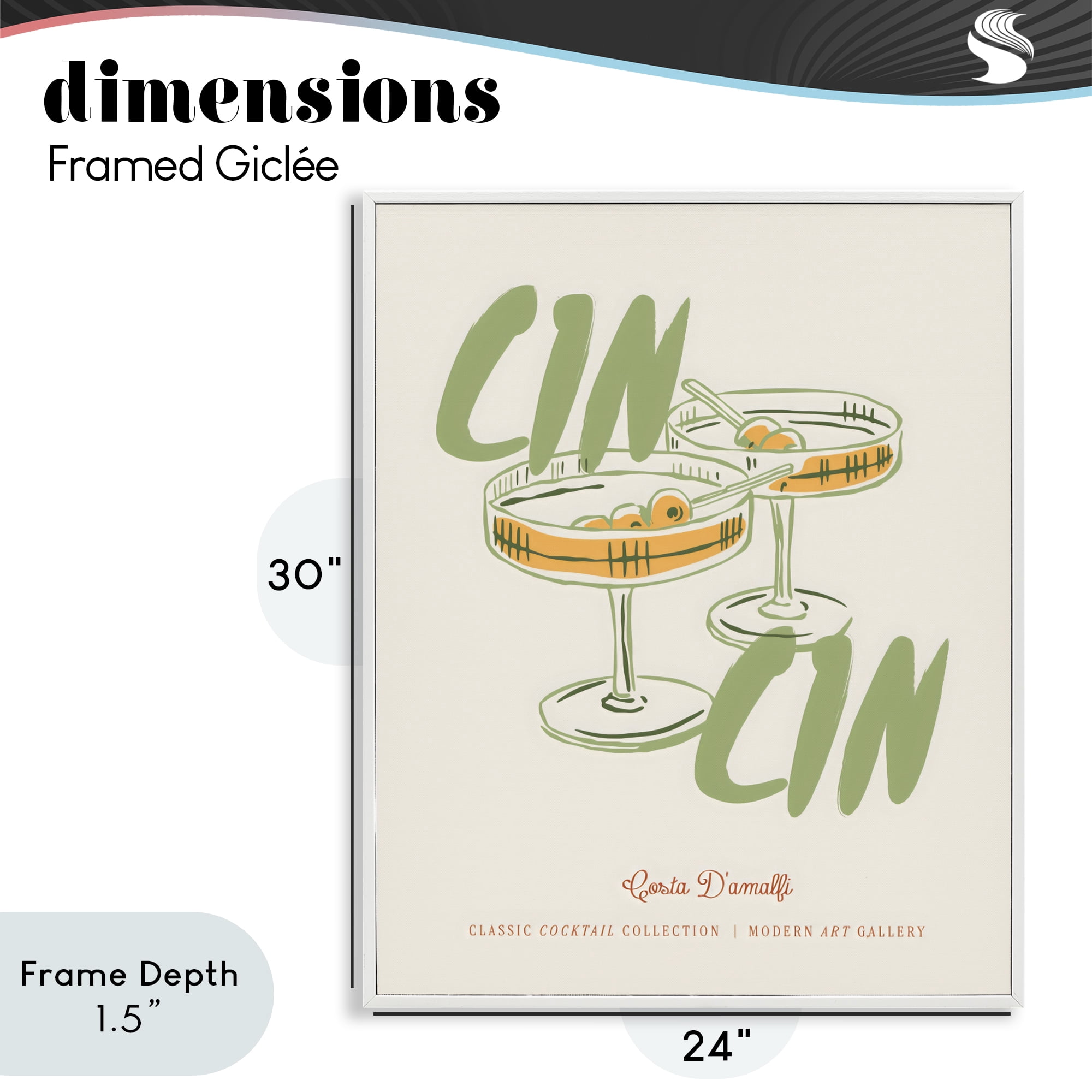 Stupell Industries Cin Cin Amalfi Cocktail White Framed Giclee Art, design by The Prints Vibe