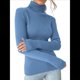 thumbnail image 1 of Suéteres Acanalados para Mujer, Lindos Suéteres de Punto de Cuello Alto, Ajustados y Cálidos Azul Mar un Tamaño, 1 of 9