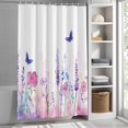 thumbnail image 3 of Flower Lavender Fabric Shower Curtain Blue Butterfly Washable Shower Curtains for Bathroom, Waterproof Bath Curtain with Hooks Home Decor 72x72in, 3 of 8