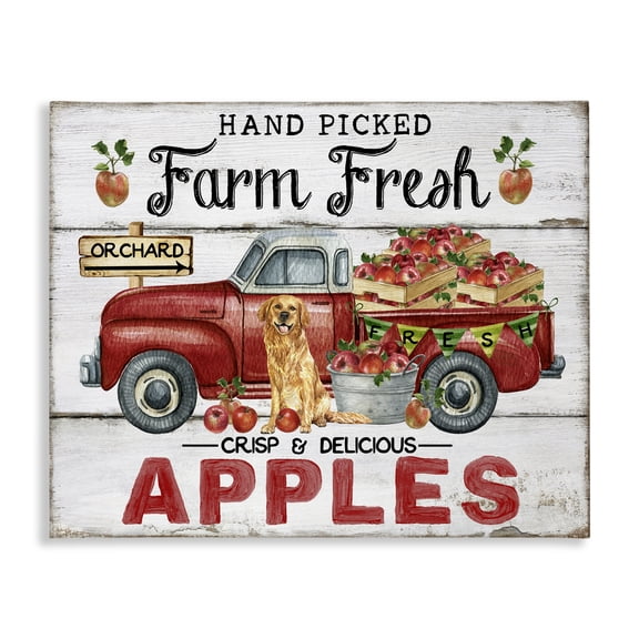 Stupell Industries Farm Fresh Apples Truck Transportation Painting Wrapped Canvas Art Print Wall Art, 20 x 16