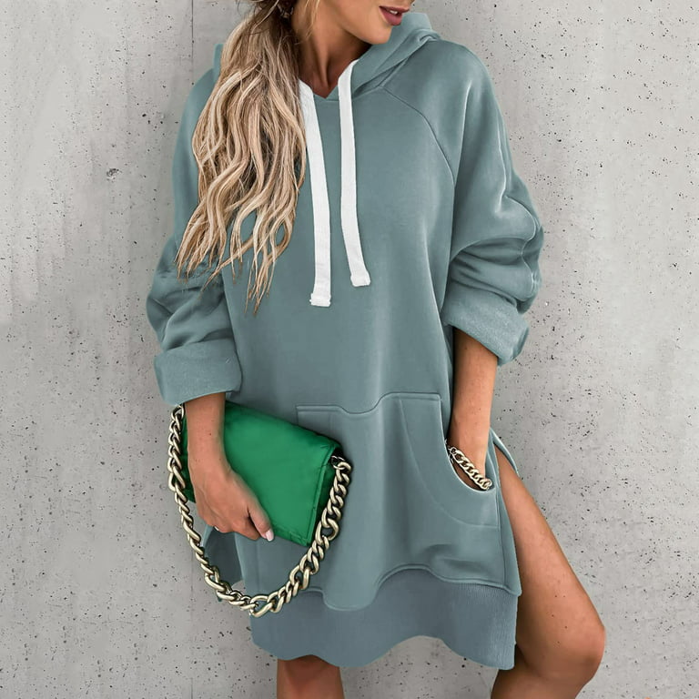 Womens Fall Fashion Casual Long Sleeve Sweatshirts Pullover Oversized  Hoodie Floral Print Drawstring Trendy Holiday Outfits with Pockets sky blue