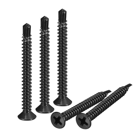 #7 x 1-1/2" Sheet Metal Screws, 50 Pack 410 Stainless Steel Flat Head Screws