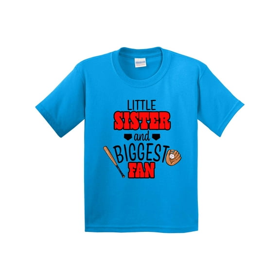 Inktastic Little Sister and Biggest Fan Baseball Glove and Bat Youth T-Shirt