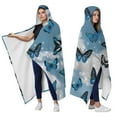 thumbnail image 2 of Wearable Blanket,Lightblue Butterfly Sparkle Pattern Hooded Wearable Flannel Blanket for Adults & Teens,Winter Poncho Shawl Wrap Cape Cozy Anti-Pill,50"x60", 2 of 5