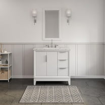 Water Creation Elizabeth 36" Hardwood Single Bathroom Vanity in White & Chrome