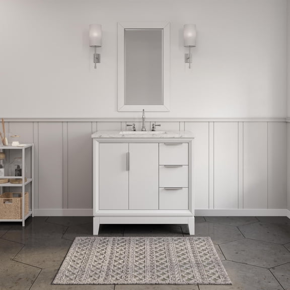 Water Creation Elizabeth 36" Hardwood Single Bathroom Vanity in White & Chrome