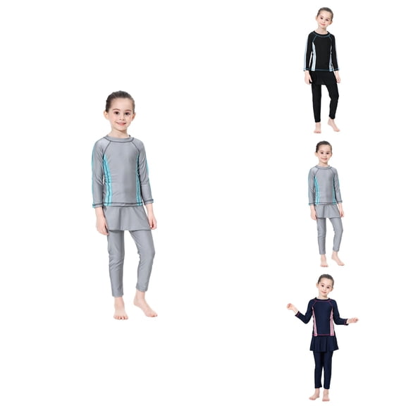 Full Coverage Girls Swimwear Set â Long Sleeve Swim Shirt & Swim Pants with UPF 50 Sun Protection, Quick-Dry Modest for Beach & Pool