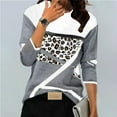 thumbnail image 6 of Womens Work Shirts Long Sleeve Tops Fashion Casual Crewneck Leopard Print Flannel Brushed Fall Clothes for Women Tees Blouses White XL, 6 of 6