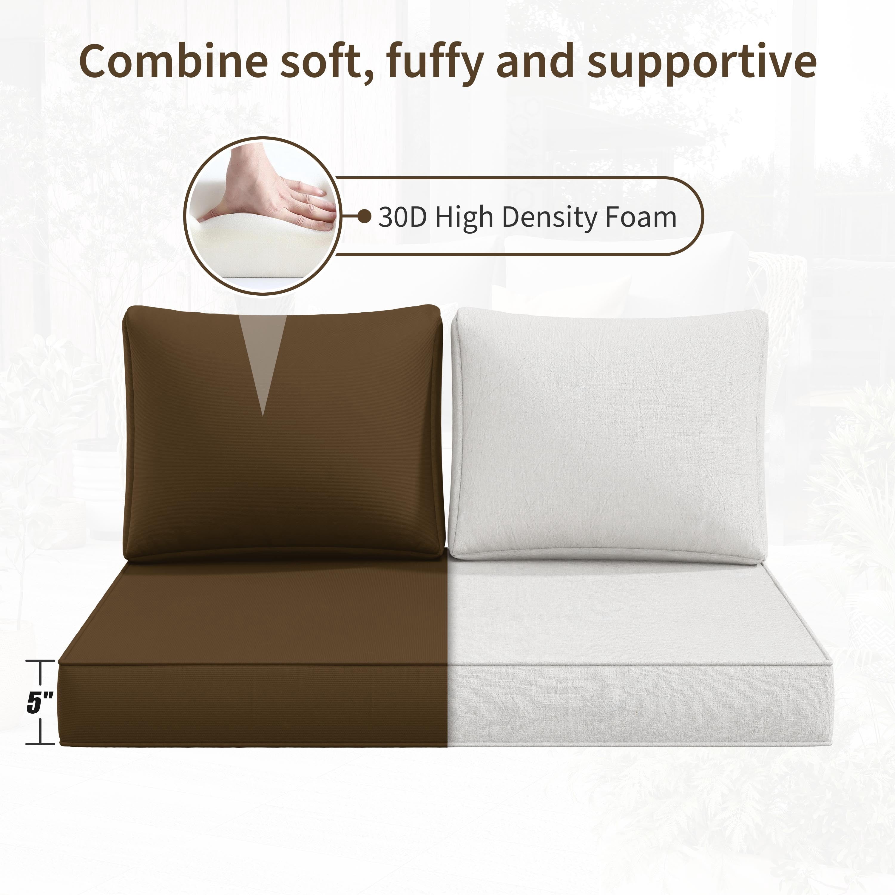 Kimunuk Outdoor Loveseat Cushion Set, 46" x 26" x 5" Waterproof Patio Furniture Cushions for Couch Bench Swing, Chocolate