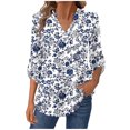 thumbnail image 2 of Craaazy Oversized Tshirts For Women Casual Printed V Neck Long Sleeve Shirt Floral Printed Top With Buttons Gifts, 2 of 8
