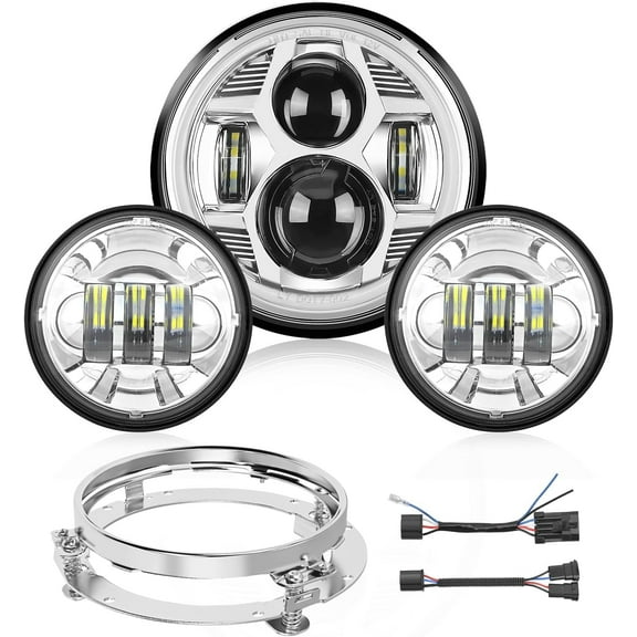 Nilight 7 Inch Motorcycle LED Headlight 4.5 Inch Fog Lights Halo Turn Signal DOT Compatible with Harley Davidson Electra Street Glide Fat Boy Road King Heritage Softail CVO