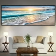 thumbnail image 3 of 19.7*59 inch Beach Wall Art for Living Room - Ocean Pictures Sunset Canvas Pictures Wall Decor,Blue Sky and Coastal Scenery Seascape Paintings for Bedroom Bathroom Office Home, 3 of 6