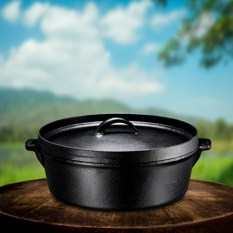 Bruntmor Cast Iron Dutch Oven with Flanged Lid Iron Cover, 6Qtz