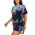 thumbnail image 2 of Haiem Lively Cute Turtle Pattern Pajama Set for Women 2 Piece Lounge Set Short Sleeve Tops and Shorts Soft Sleepwear-Small, 2 of 7