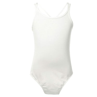 Yhong Camisole Basique pour Filles, Justaucorps de Danse Ballet à Double Bretelles, Body de Gymnastique, Blanc m