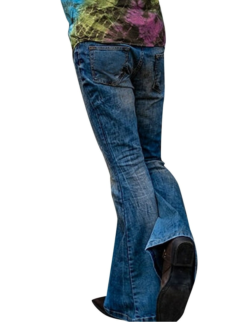 Cvlife Mens Vintage 70S Bell Bottom Jeans Retro Mid Rise Flare Denim Bell  Bottoms Male Stretch Wide Leg Blue Denim Jeans - Walmart.Com