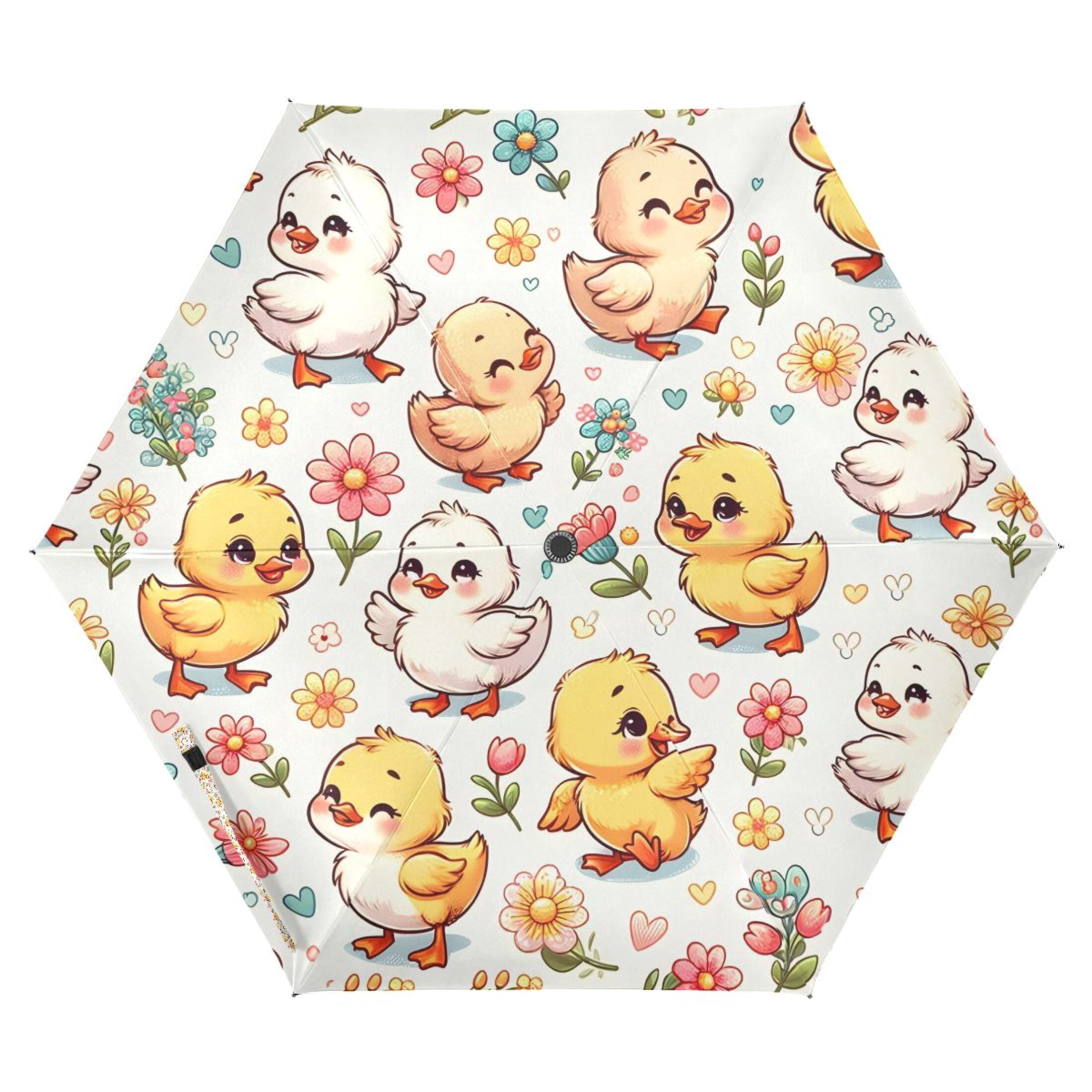 Little Cute Duck Compact Sun Umbrella Windproof Travel Umbrellas for Rain Strong Portable UV Protection
