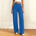 thumbnail image 2 of Dress Pants Women Straight Leg Business Casual Pants Elastic Waist Work Trousers office Slacks with Pockets Blue XL(XL), 2 of 5