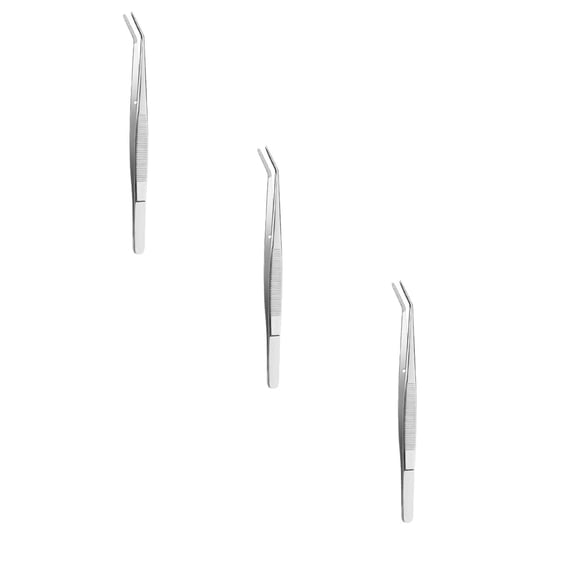 Stainless Steel Tweezers With Curved Serrated Tip Multipurpose Tweezers Sewing Machine Tweezers Forceps For Craft Repairing 2PCS Eye Makeup Pads for under Eyes