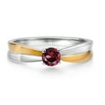 thumbnail image 2 of Gem Stone King 925 Silver and 10K Yellow Gold Red Rhodolite Garnet Solitaire Engagement Ring for Women (0.37 Cttw, Round 4MM, Gemstone Birthstone, Available in Size 5, 6, 7, 8, 9), 2 of 4