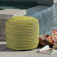thumbnail image 2 of Aaliyah Outdoor Handcrafted Modern Water-Resistant Fabric Cylinder Pouf Ottoman, Green, 2 of 8