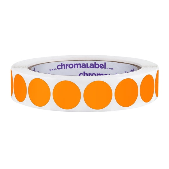 ChromaLabel Etiqueta redonda de 0,75 pulgadas Pegatinas de puntos con código de color permanente 1000 etiquetas por rollo Naranja